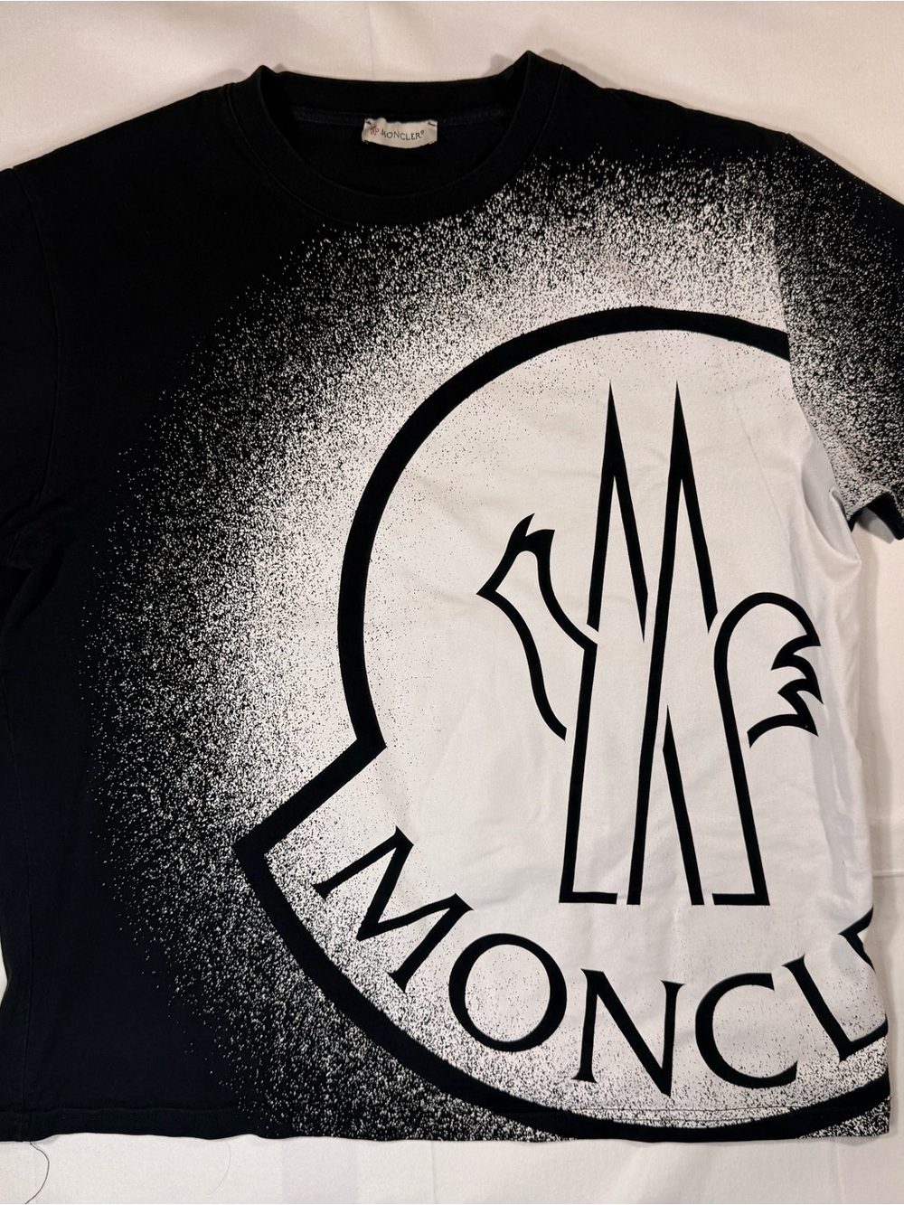 Moncler Black and White Logo Spray-Print Short Sleeve Tee
